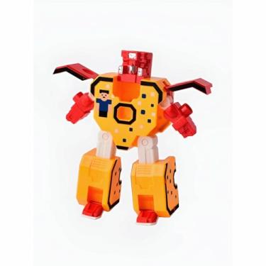 Imagem de Robô Transformável Educativo, ABS Colorido, 10cm Altura x 9cm Largura, Brinquedo de Montar Número 8, para Crianças Acima de 3 Anos