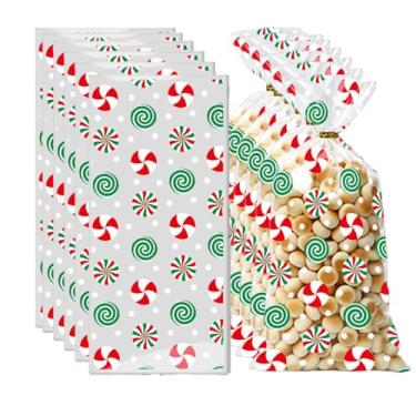 Imagem de 50 sacos de guloseimas para doces, sacos de celofane, presente selável a quente com 50 peças de laços torcidos para festa de aniversário