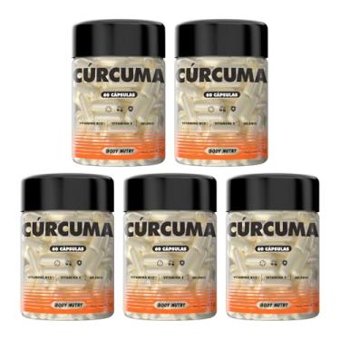 Imagem de 5x Cúrcuma Longa Curcumina 130mg Extrato de Rizomas Rende 60 Doses Altamento Concentrado Vitamina B12 + Vitamin E e Selenio 60 Cápsulas Suplemento 100% Natural Importado - Body Nutry