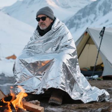 Imagem de Cobertor térmico de emergência, portátil, 139 x 203 cm, cobertor espacial Mylar, sobrevivência, acampamento, caminhada, maratona, kit de primeiros socorros, equipamento de resgate, pacote leve