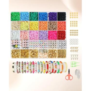 Imagem de Conjunto de miçangas para fazer pulseiras com caixa de armazenamento, laço aberto e fio elástico para colar faça você mesmo, chaveiro e acessórios para telefone