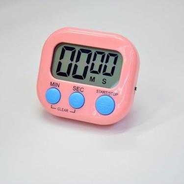 Imagem de 1 temporizador digital de cozinha de alarme alto com suporte - temporizador de cozinha e ensino, alimentado por bateria AAA, acessório essencial para casa (bateria não incluída), rosa