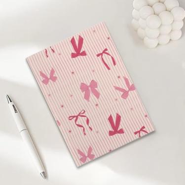 Imagem de Cadernos Coquette Bow com listras rosa para trabalho, caderno de composição A5, caderno pautado na faculdade, blocos de anotações, agenda de viagem forrada para escrever anotações
