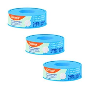 Imagem de Fita Micropore Hipoalergênica Cremer Branco 1,2cm x 10m  Kit com 3 Uni