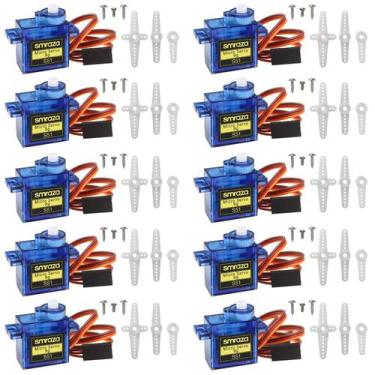 Imagem de Kit de motor micro servo metálico Smraza de 10 peças SG90 9G para braç