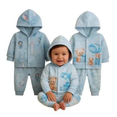 Imagem de Kit 2 Conjuntos Estampa Digital Infantil Roupa Bebê Inverno - BEBE E C
