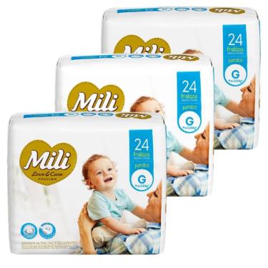Imagem de Fralda Descartável MILI Love&Care Tam: G  3 Pacotes c/ 24