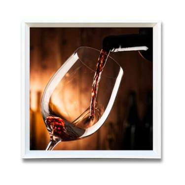 Imagem de Quadros Decorativos Adega Vinhos com Vidro e Moldura 43x43cm (Momento do vinho1, Branco, 43, centímetros, 43, centímetros)