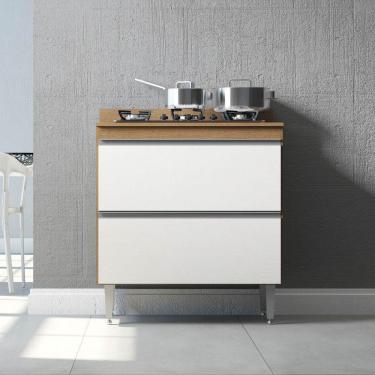 Imagem de Balcão Cozinha Sabrina Cooktop 2 Gvts 80cm Mdp Menu Móveis Avelã Branco
