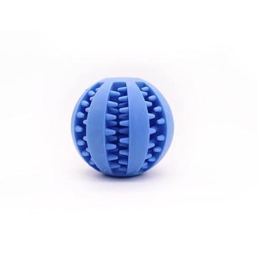 Imagem de Bola Bolinha Interativa Brinquedo Cães Cão Cachorro Pet Porta Para Petisco Ração Limpeza Dental Mordedor 6cm (Azul Escuro)