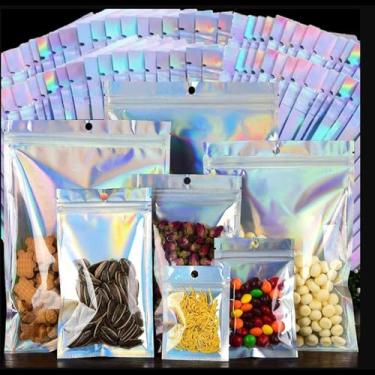 Imagem de Sacos Ziplock Espessos a Laser Color Resealable Bolsa de Plástico para Exibição de Joias Embalagem Saco de Armazenamento de Presente, 10 peças, 14 x 20 cm, 18x23cm