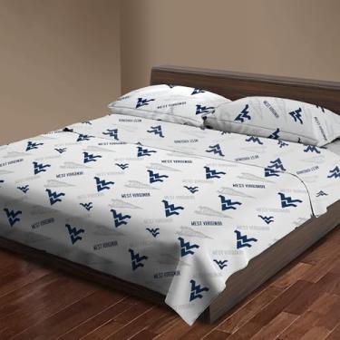 Imagem de Northwest Jogo de cama casal oficialmente licenciado West Virginia Mountaineers NCAA – Roupa de cama com logotipo do time para dormitórios universitários, fãs de basquete e futebol, cavernas de fãs e