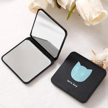 Imagem de Espelho de maquiagem dobrável portátil mini espelho quadrado de 2 lados espelho de maquiagem espelho portátil para viagens