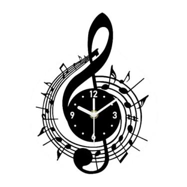 Imagem de Generic Relógio de parede com símbolo musical, arte de parede artística, elegante, prático, decoração, relógio decorativo para quarto, sala de estar, estúdio, 31.6 Cm X 40 Cm