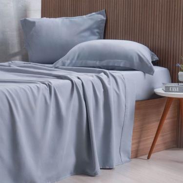 Imagem de Jogo De Cama Queen 4 Pçs 1000 Fios Toque Acetinado Tessi Cinza