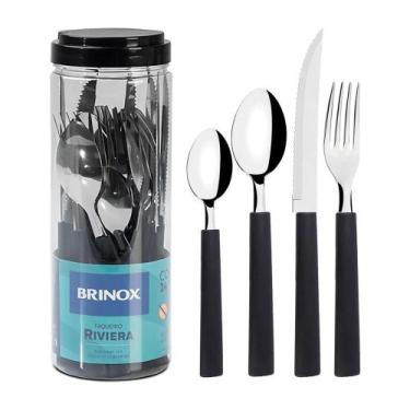 Imagem de Faqueiro Brinox 24 Peças em Inox Cabo Polipropileno Riviera, PRETO