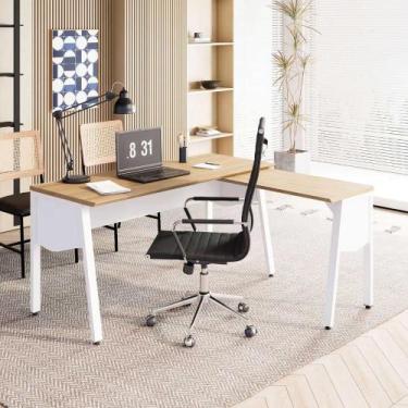 Imagem de Mesa Escritório em L 1,50m c/ Tampo Chanfrado e Pé Metal F5 - F5 Offic