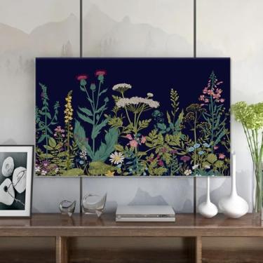 Imagem de Capa de TV universal para TV de 32 a 85 polegadas, capa protetora de tela de TV elástica interna à prova de poeira e à prova de sol, capa decorativa para monitor de TV LCD/LED - Flor-3||190.5 cm (166