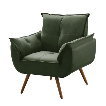Imagem de Poltrona Pés Palitos Veludo Ferguile Troia - Verde