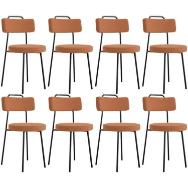 Imagem de Kit 08 Cadeiras Decorativas Estofada Sala De Jantar Barcelona L02 Bouclê Terracota - Lyam Decor