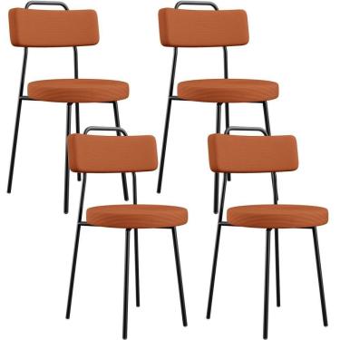 Imagem de Kit 04 Cadeiras Decorativas Estofada Para Sala De Jantar Barcelona L02 Tecido Terracota - Lyam Decor