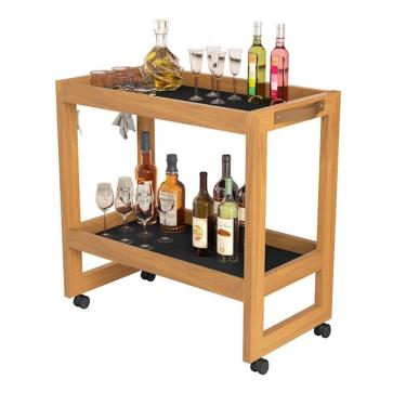 Imagem de Carrinho Multiuso Aparador Barzinho Orfeu Com Rodizios Preto