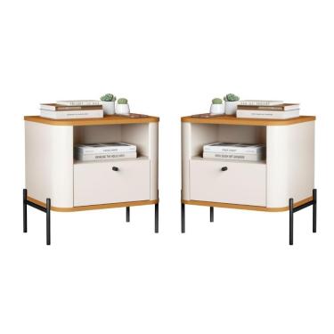 Imagem de Jogo De Mesa De Cabeceira Bali Off White Nature Preto