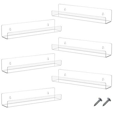 Imagem de Blulu 4 pacotes de estante flutuante de acrílico de 35,5 cm, prateleira de parede, prateleira de livros de borda para sala de estar, escritório, quarto, banheiro, cozinha