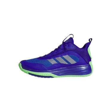 Imagem de adidas Own The Game 3.0 Tênis masculino de basquete de cano médio, Azul lúcido/prata metálico/Lime Burst, 46