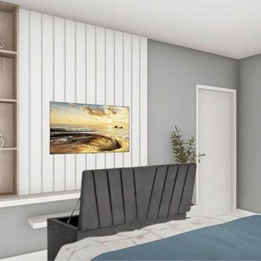 Imagem de Calçadeira Baú Recamier Estofada Cama King 190cm Bélgica Suede Cinza E