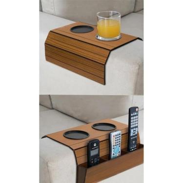 Imagem de 2X Porta Copo Sofá + Porta Controle Kit 2 Peças Madeira Ofer