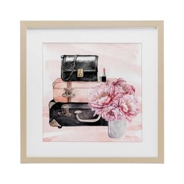 Imagem de Stupell Industries Impressão emoldurada Glam Time Suitcase & Flowers Birch Under Glass, design por Kim Allen, 13 x 13