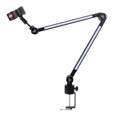 Imagem de Luocute Braço de Lança de Microfone, Suporte de Microfone de Metal Ajustável Com Braçadeira C e Adaptador de 3/8 5/8 Polegadas, para Jogos, Transmissão Ao, Gravação, Estúdio de
