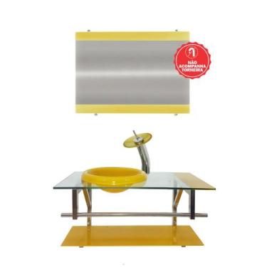Imagem de Gabinete de Vidro 80cm para Banheiro Letónia - EKASA, Amarelo