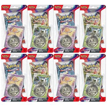 Imagem de Pokemon TCG: Scarlet and Violet Checklane Espathra and Spidops Blister Booster Pack Bundle, 8 Packs 80 Cards