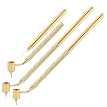 Imagem de arricraft 3 Pcs Detailing Fine Line Fluid Writer Paint Applicator Pen, 0.3mm 0.5mm 0.7mm Golden Aluminum Touch up Paint Applicator Fine Line Pen Precision for Painting, Rock Chips and Scratch Repair