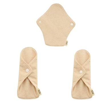 Imagem de 3 peças de almofada sanitária reutilizável lavável para calcinha menstrual absorvente à prova de vazamento, almofadas menstruais finas respiráveis de algodão orgânico para mulheres e uso pós-parto,