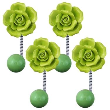 Imagem de Ganchos de parede de alta capacidade de carga para toalha de cachecol, ganchos de roupão rosa de cerâmica, ganchos decorativos para casaco de flores para café, escritório, banheiro, quarto, sala de