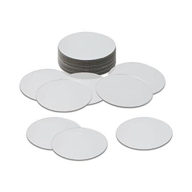 Imagem de QEEYON 20 peças de mini azulejos de espelho de acrílico, adesivos redondos autoadesivos de 7,6 cm, azulejos de mosaico pequenos decorativos, folhas de espelho, círculos para artesanato DIY, decoração