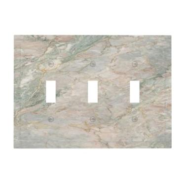 Imagem de DBWGUO Placas Decorativas para Interruptor de Luz Moderna Turquesa Rosa Mármore Grão 3 Gangs Interruptor de Luz Placa de Parede Tripla Tampas de Tomada para Quarto, Cozinha, Decoração de Casa