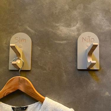 Imagem de 2 Ganchos Provador de loja Sim Não Arco Capela Boho Premium Cinza