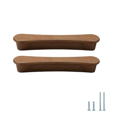 Imagem de Evionlin 2 puxadores de gaveta de madeira de nogueira de 23 cm, puxadores de armário de madeira para puxadores de cômoda de cozinha ou quarto