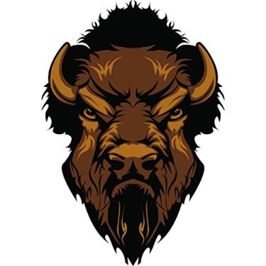 Imagem de Adesivo de vinil cortado com cabeça de bisão com raiva de mascote 10 x 14 cm - Feito e enviado nos EUA