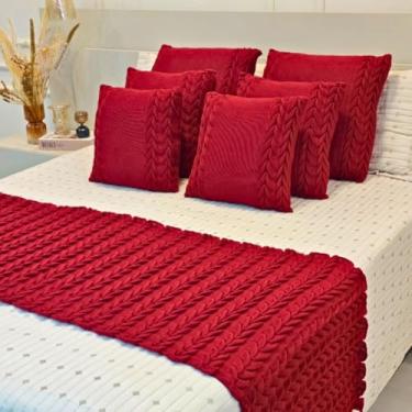 Imagem de Manta Casal, Manta Tricot Sofá Cama Casa Aconchego Home Decor - Somente a Peseira(Vermelho,Casal)