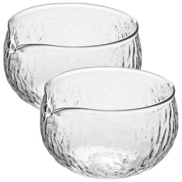 Imagem de Conjunto de tigelas de vidro Matcha de 2 peças com bico, textura martelada, segura para lava-louças e micro-ondas, ideal para cerimônias Matcha e entusiastas