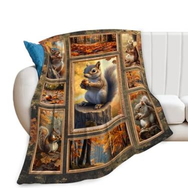 Imagem de Cobertor de esquilo, cobertor de outono, presentes de esquilo, cobertores de outono, pelúcia de flanela de lã para mulheres, homens, meninos, meninas, adultos, roupa de cama macia para sofá-cama