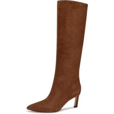 Imagem de Nine West Bota feminina Lorthey cano alto, Camurça conhaque 120, 35