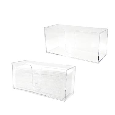 Imagem de Pacote com 2 suportes de toalha de papel acrílico, dispensador de guardanapos de bancada transparente para toalhas de papel dobradas, bandeja compacta de armazenamento de toalha de mão adequada para