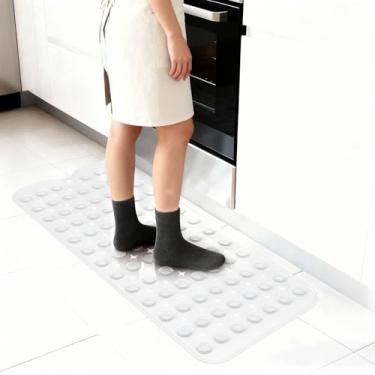 Imagem de Tapete de silicone antifadiga para ficar em pé - Tapete de cozinha de silicone atualizado para piso, tapete de mesa portátil confortável antiderrapante com pontos de massagem em casa, lavável na