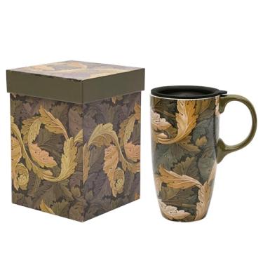 Imagem de Topadorn Caneca de café de viagem de cerâmica de 482 ml com tampa selada, xícara de chá com caixa de cor, segura para micro-ondas e lava-louças, caneca de café exclusiva para latte e chocolate quente
